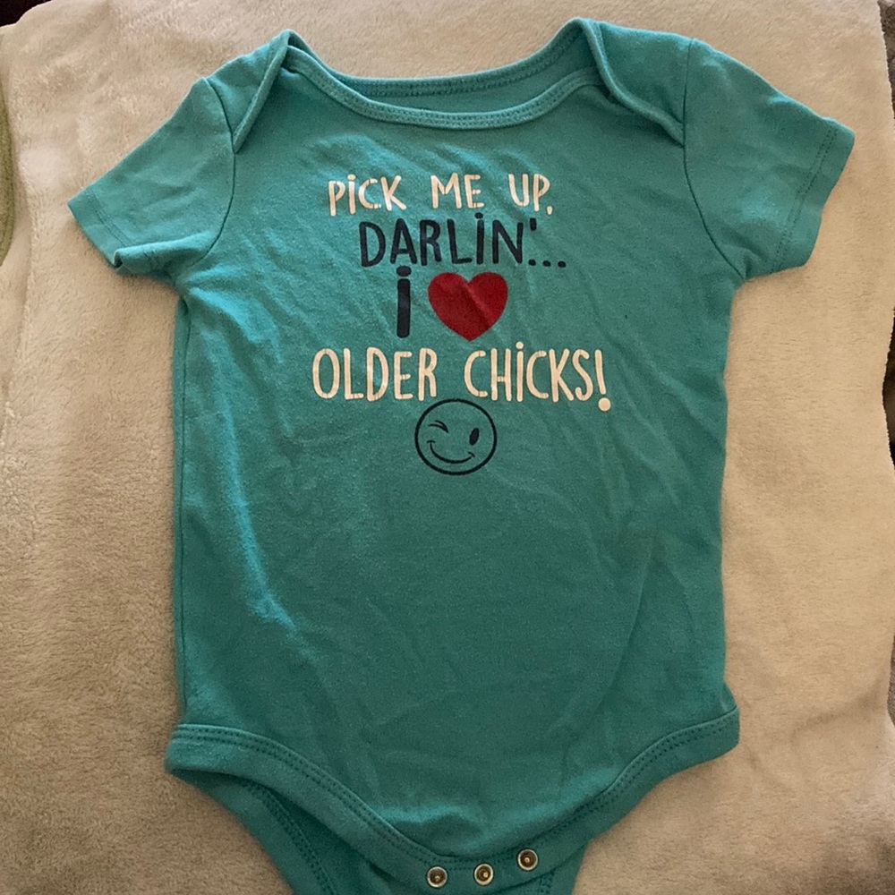 Wonder Nation | 18M Bodysuit for boys | “Pick Me Up Darling… I ❤️ Older Chicks”